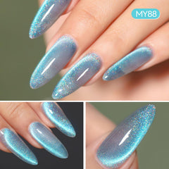 Born Pretty Blue Cat Magnetic Eye Gel Polish moonlight glass finish showing soft color shift.