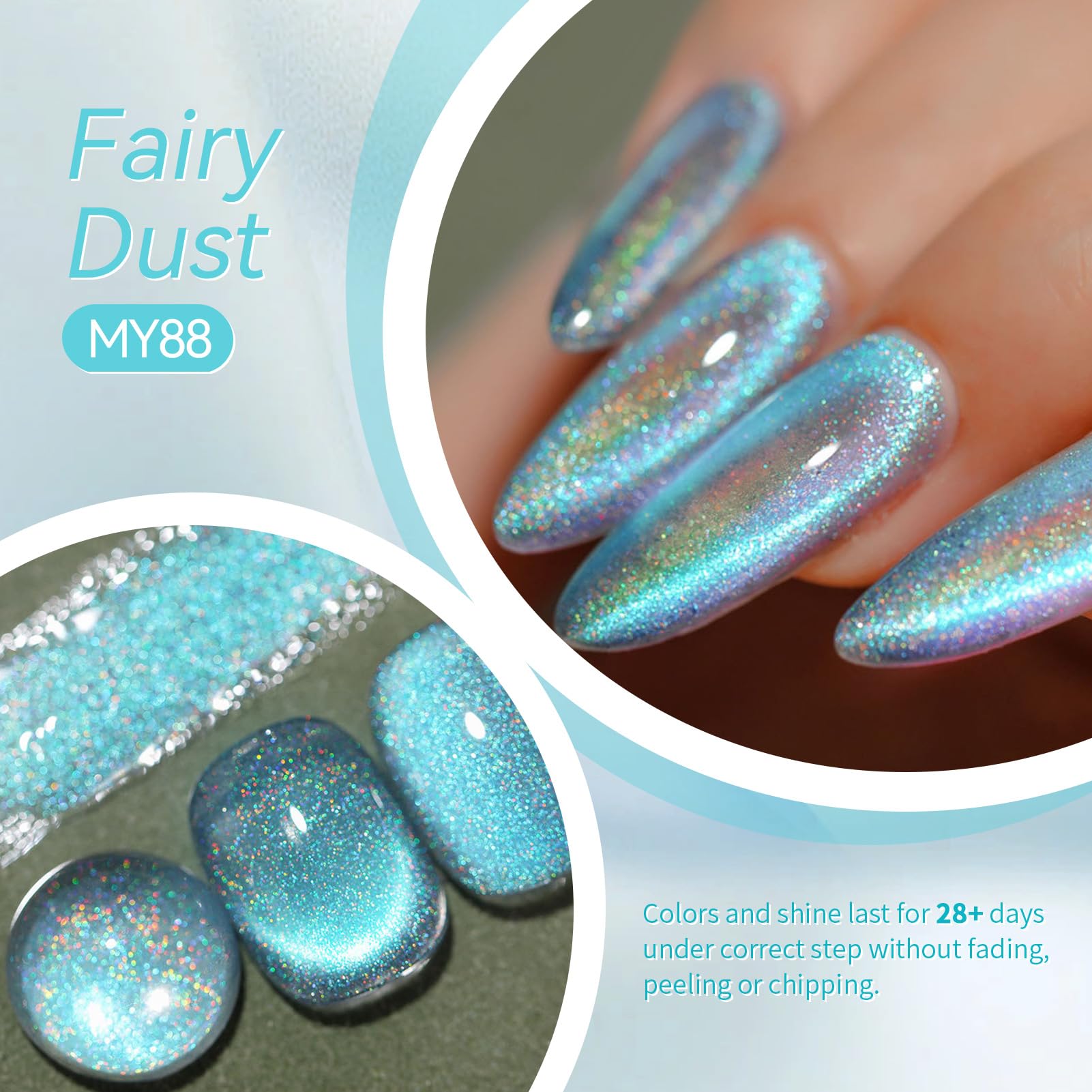 Born Pretty Blue Cat Magnetic Eye Gel Polish swatch with wet-look shine and long-lasting gloss.