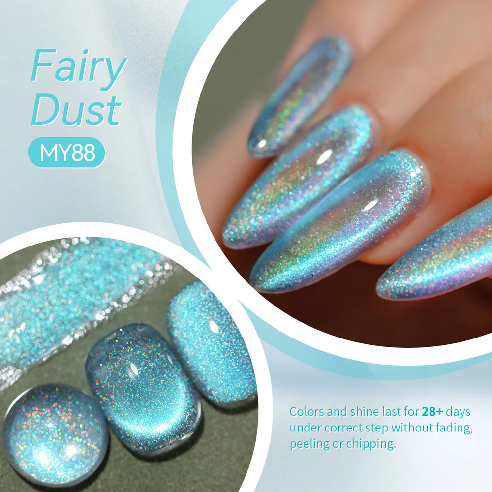 Born Pretty Blue Cat Magnetic Eye Gel Polish swatch with wet-look shine and long-lasting gloss.