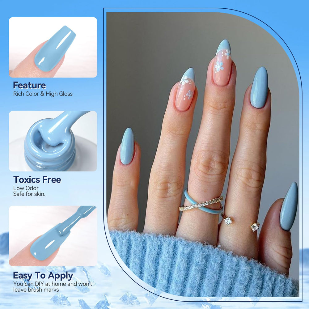 Born Pretty crushed reflective blue gel polish close-up with subtle glitter for party-ready shine.