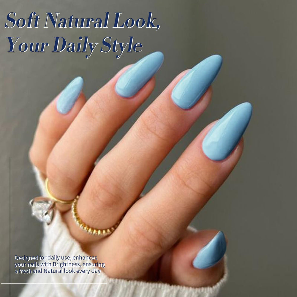 Born Pretty haze blue gel nail polish swatch for versatile daytime-to-night color.
