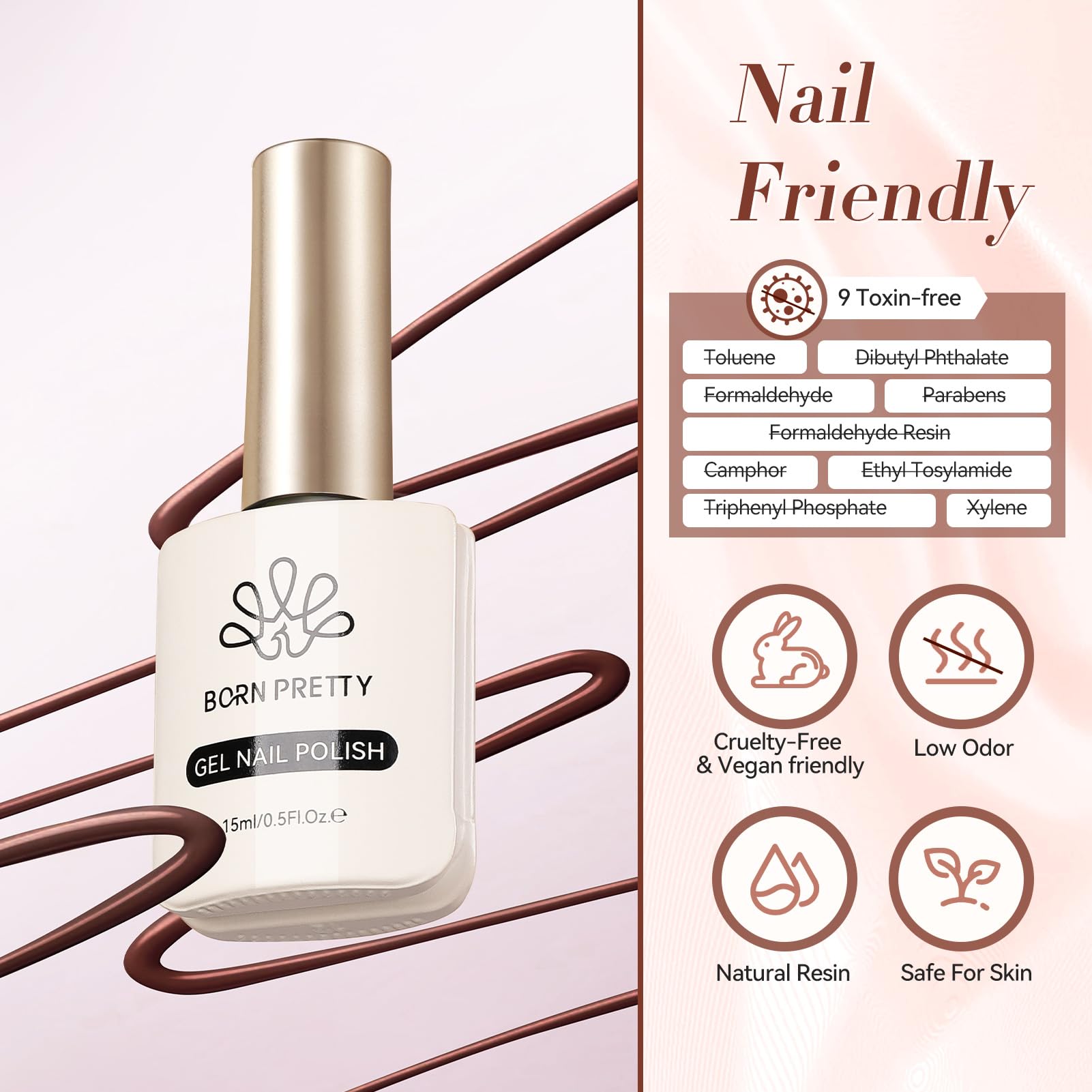 Born Pretty Brown Chocolate manicure on hand demonstrates shade versatility