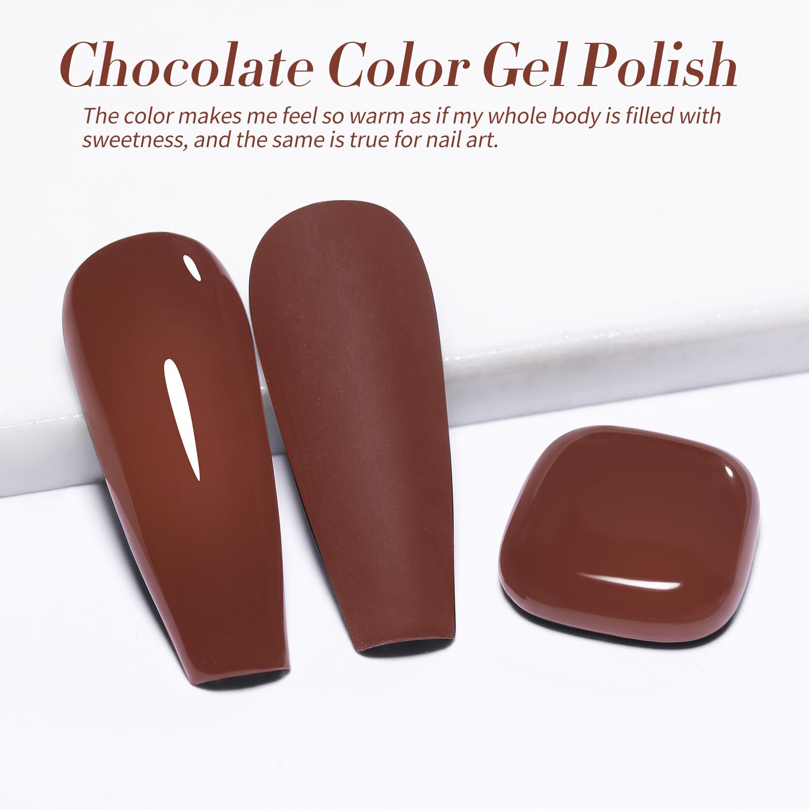 Born Pretty Brown Chocolate gloss finish close-up highlights rich mocha shade