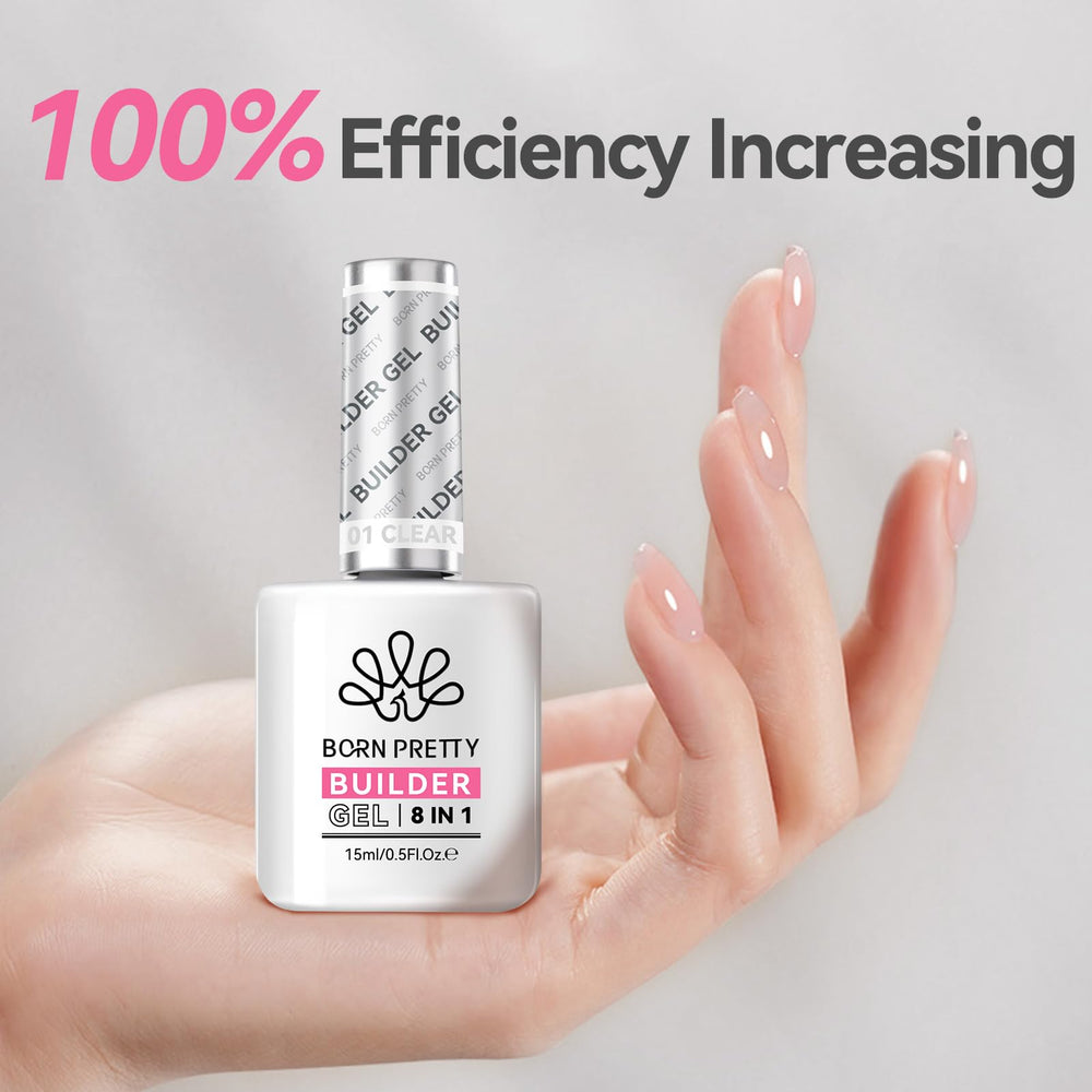 Base coat application with Born Pretty Builder Gel 8-in-1 for versatile layering