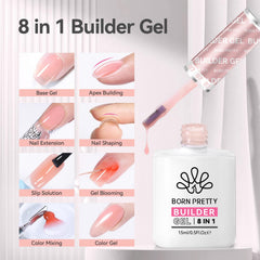 Close-up of Born Pretty gel apex builder formula for strong extensions