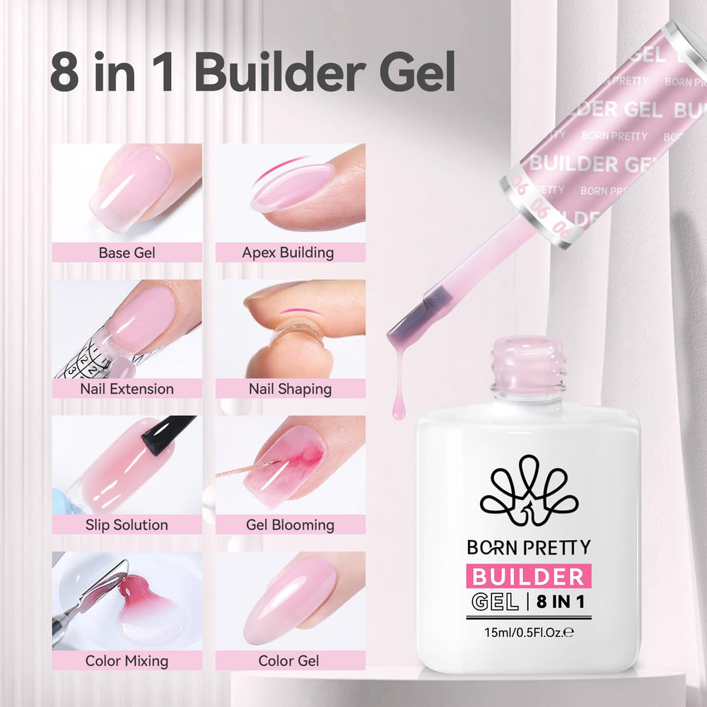 Born Pretty Builder Gel bottle cap closeup emphasizes precise, smooth application.