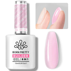 Born Pretty Builder Gel bottle front view highlights an 8-in-1 nail solution.