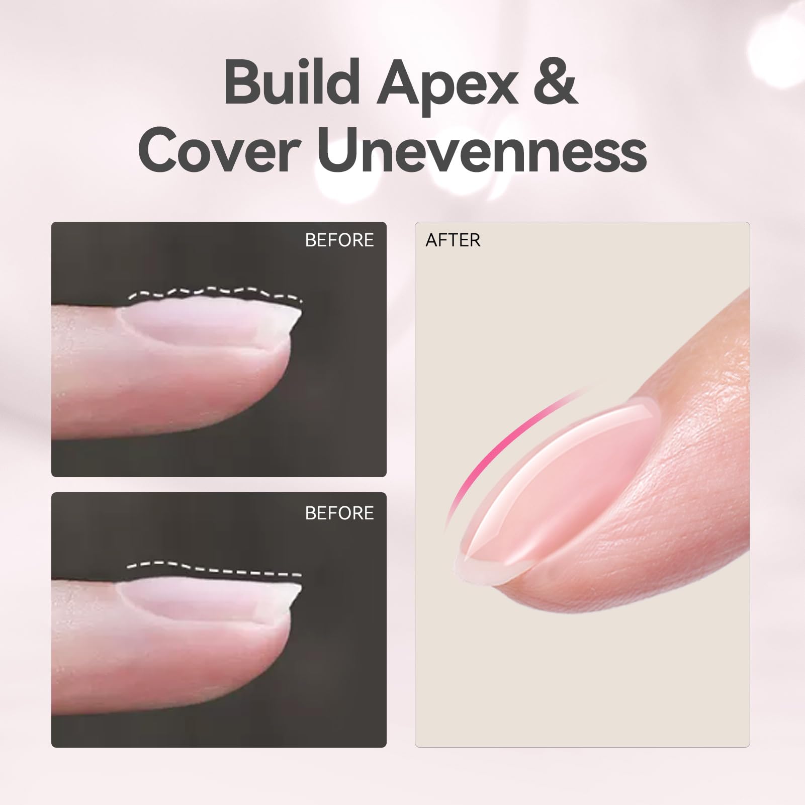 Nail extension setup using Born Pretty builder gel and UV lamp