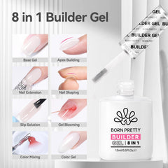 Born Pretty Builder Gel swatch demonstrates extension capability with milky tone.
