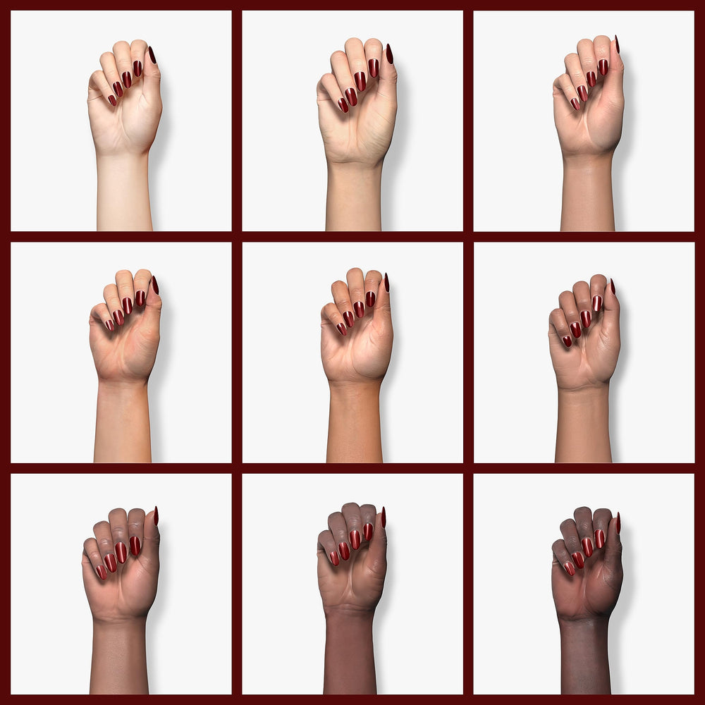 Born Pretty burgundy gel nail polish on nail art design example