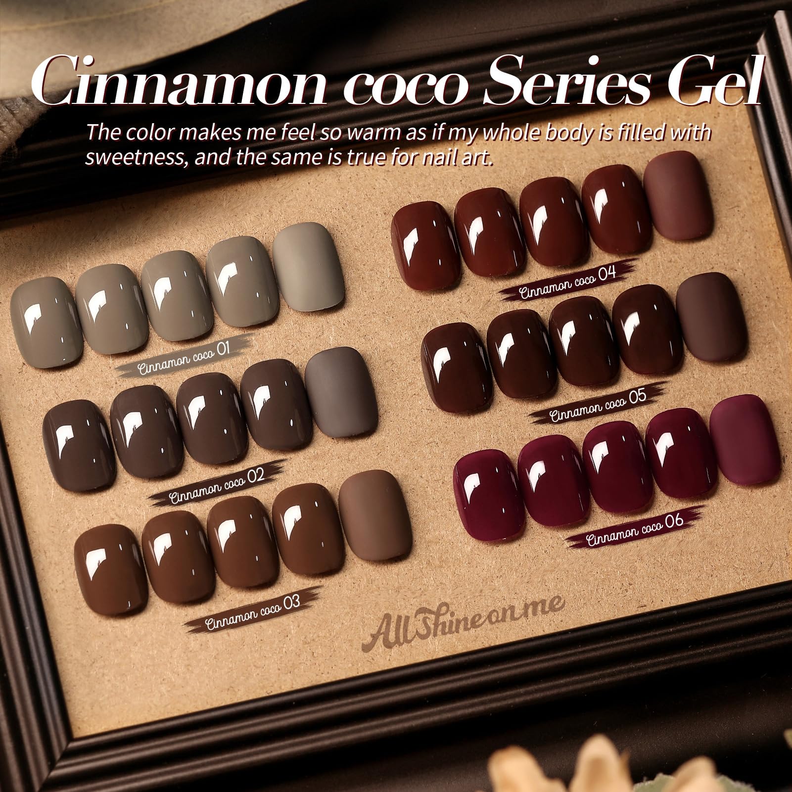 Born Pretty caramel brown gel polish delivering warm autumn shade.