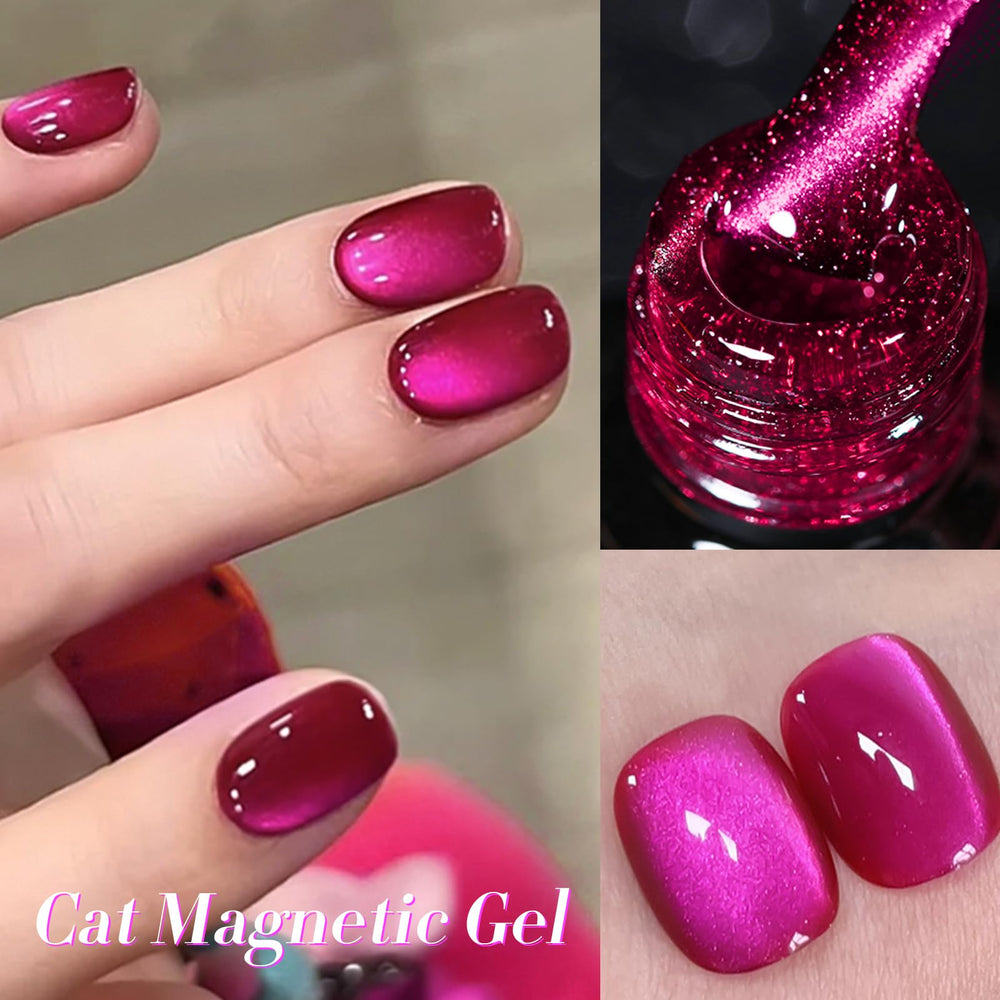 Born Pretty Cat Eye Magnet Gel provides quick cat-eye pattern on Dragon Fruit pink