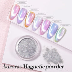 Close-up of magnet shaping a 3D cat-eye pattern with Born Pretty powder.