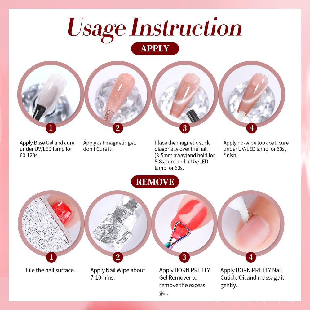 Born Pretty Cat Magnetic Eye Gel Nail polish low-odor formula for comfortable wear.