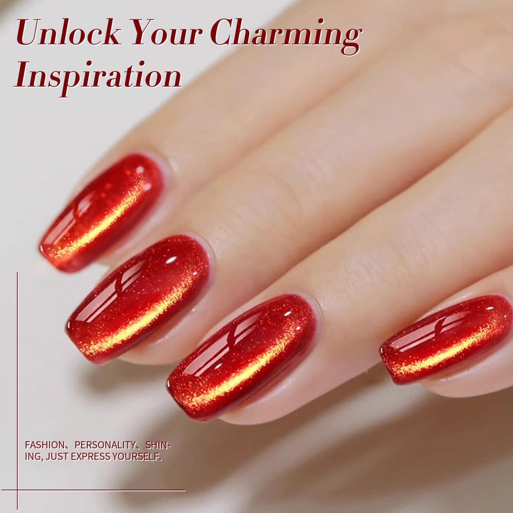 Born Pretty Cat Magnetic Eye Gel Nail Pattern with magnet demonstrates shimmering pattern creation.