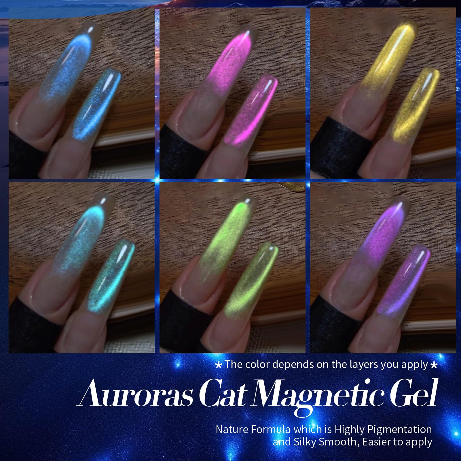 Born Pretty Cat Magnetic Eye Gel Polish Aurora Purple swatch with shifting color effect