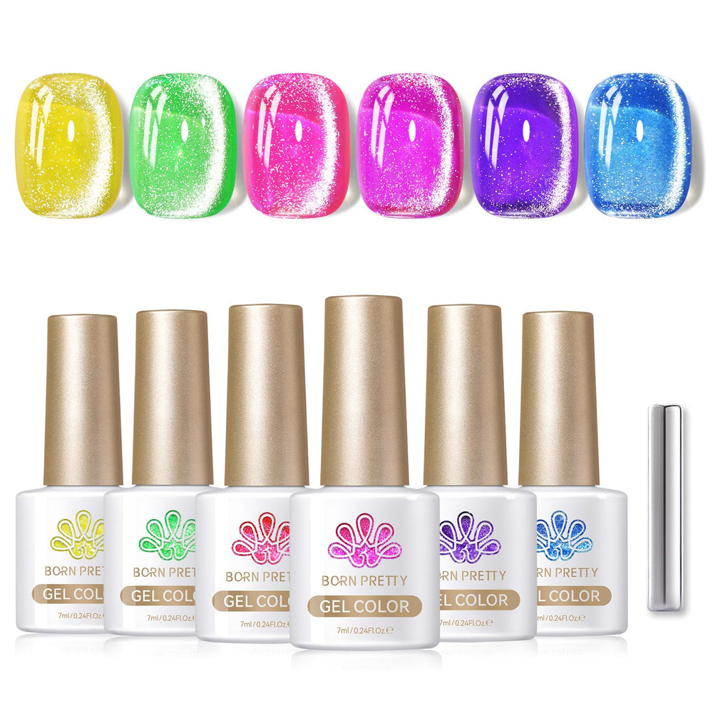 Born Pretty Cat Magnetic Eye Gel Polish bottle with icy silver shimmer for glossy nails.