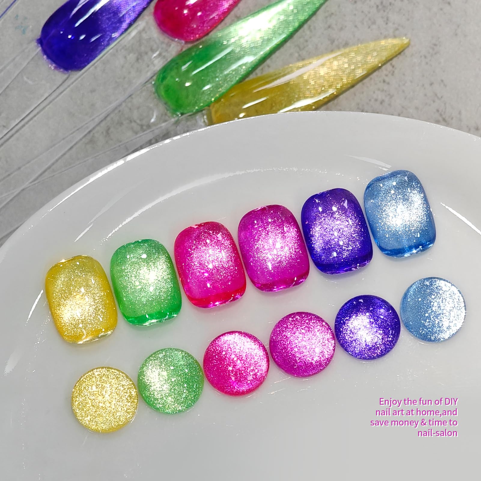 Born Pretty Cat Magnetic Eye Gel Polish 6pcs collection display.