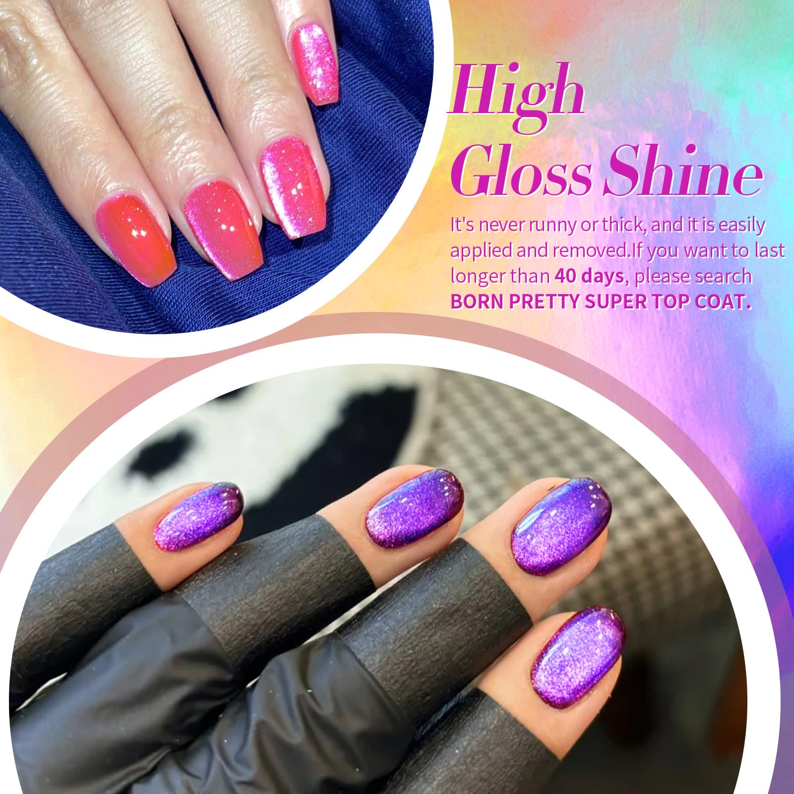 Born Pretty Cat Magnetic Eye Gel Polish icy silver shimmer on all skin tones.