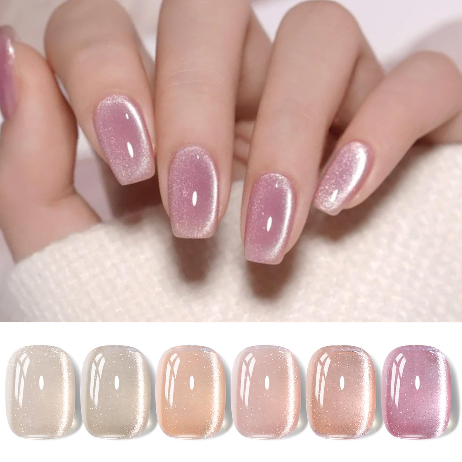 Born Pretty Cat Magnetic Gel Nail Polish Jelly Pink Moonlight in crystal glass finish for chic nails