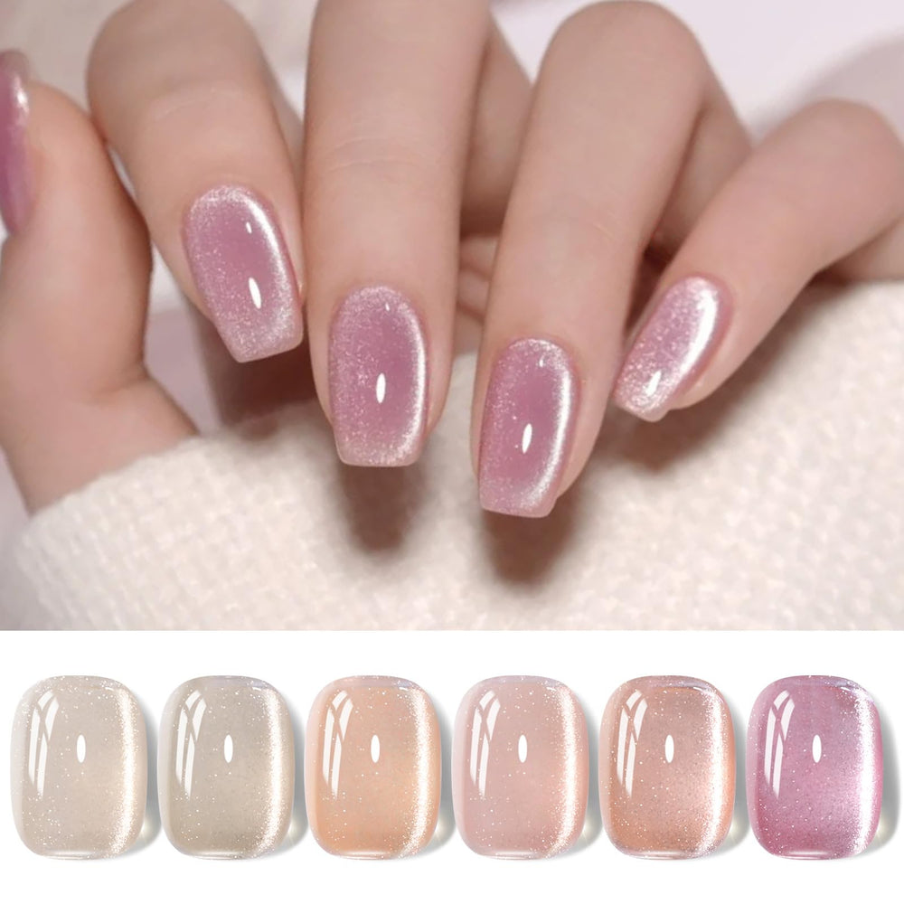 Born Pretty Cat Magnetic Gel Nail Polish Jelly Pink Moonlight in crystal glass finish for chic nails
