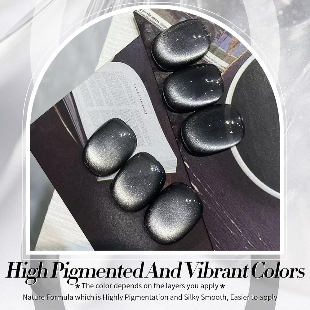 Born Pretty Cat Magnetic Eye Gel Polish magnetic pattern preview on nails.