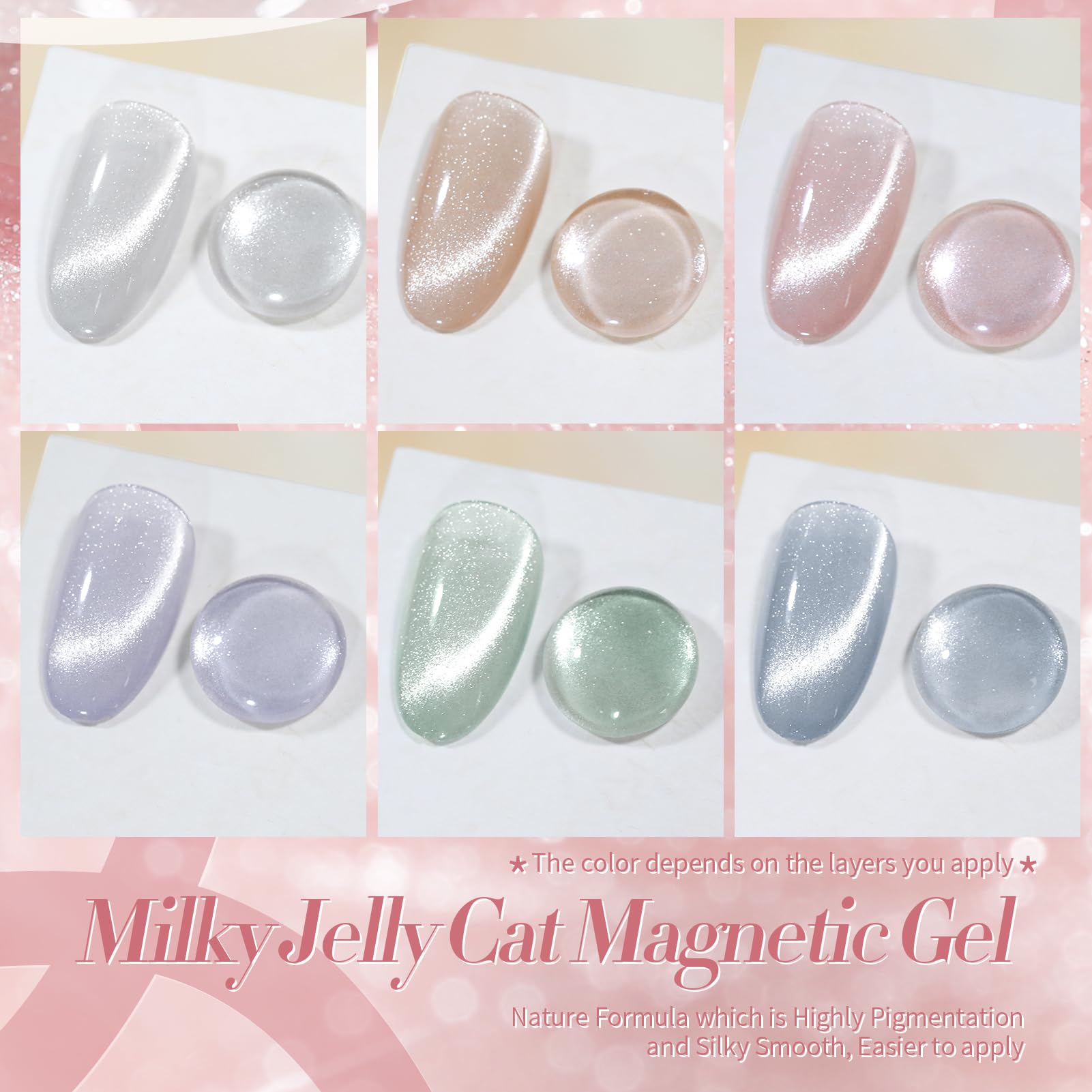 Born Pretty cat magnetic gel nail polish pastel green with soft magnetic swirls.
