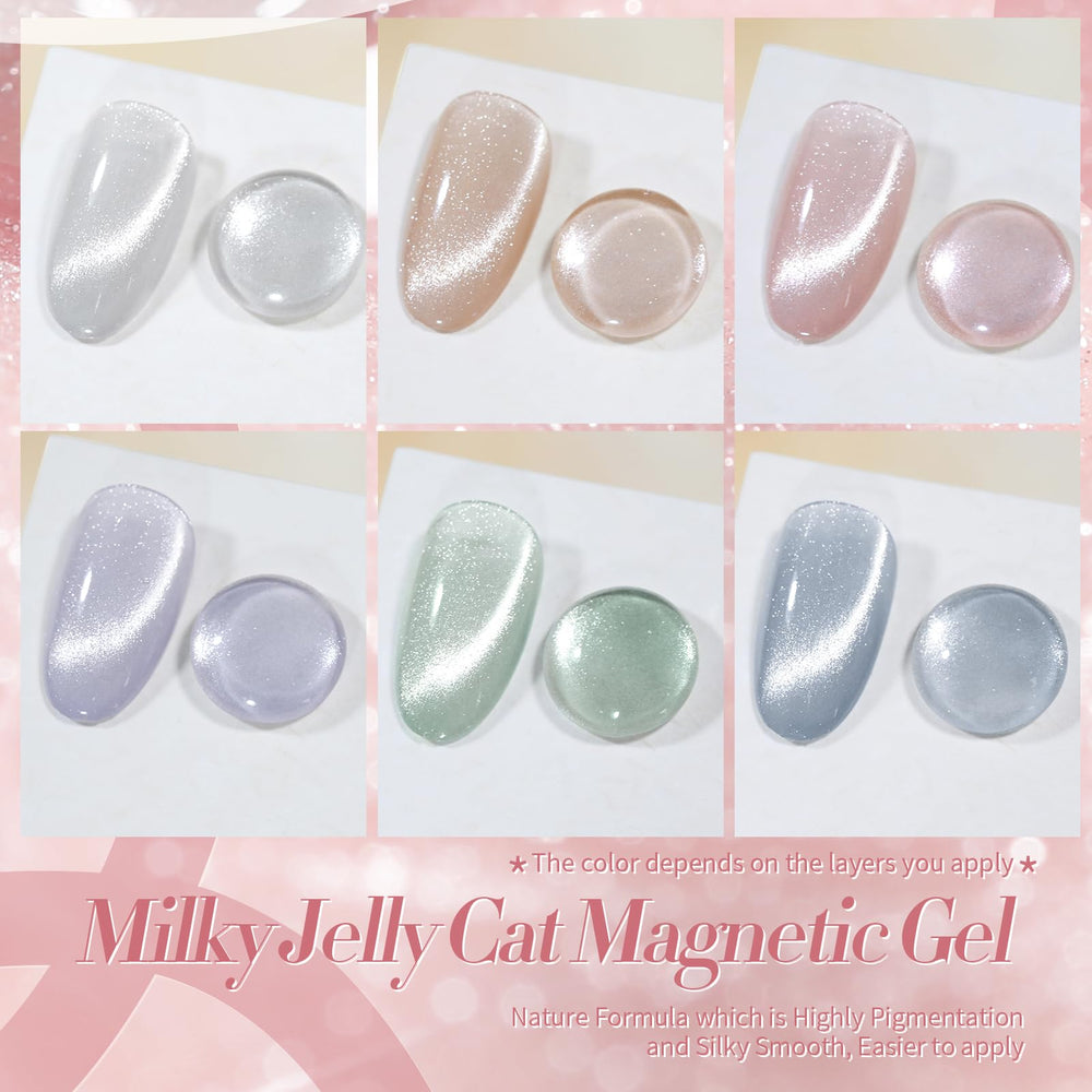 Born Pretty cat magnetic gel nail polish pastel green with soft magnetic swirls.