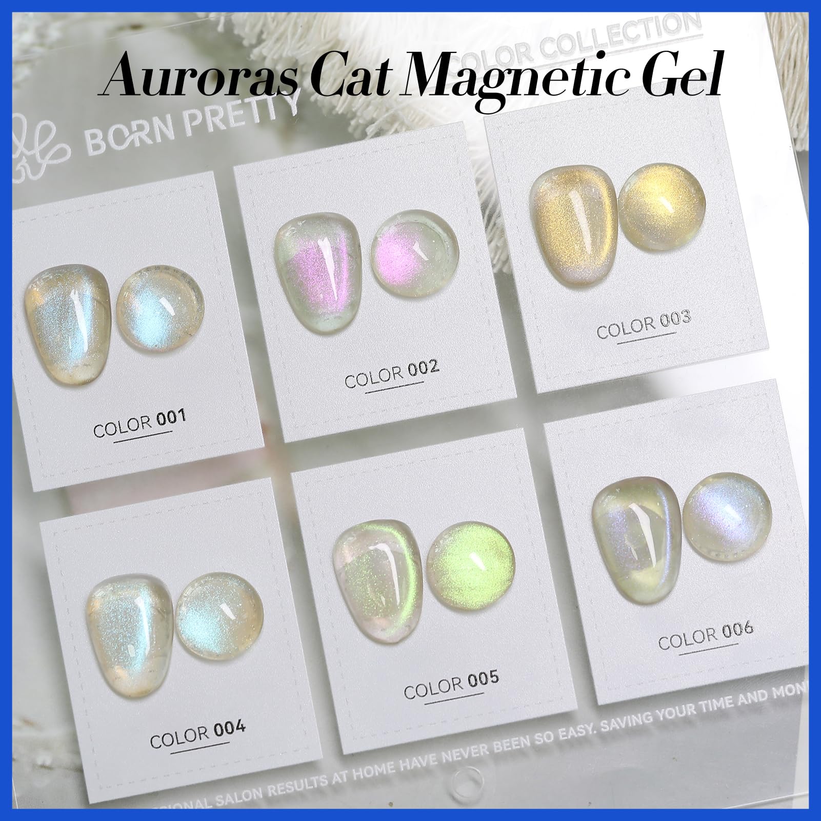 Born Pretty Cat Magnetic Eye Gel Polish set packaging showcasing 6 color options