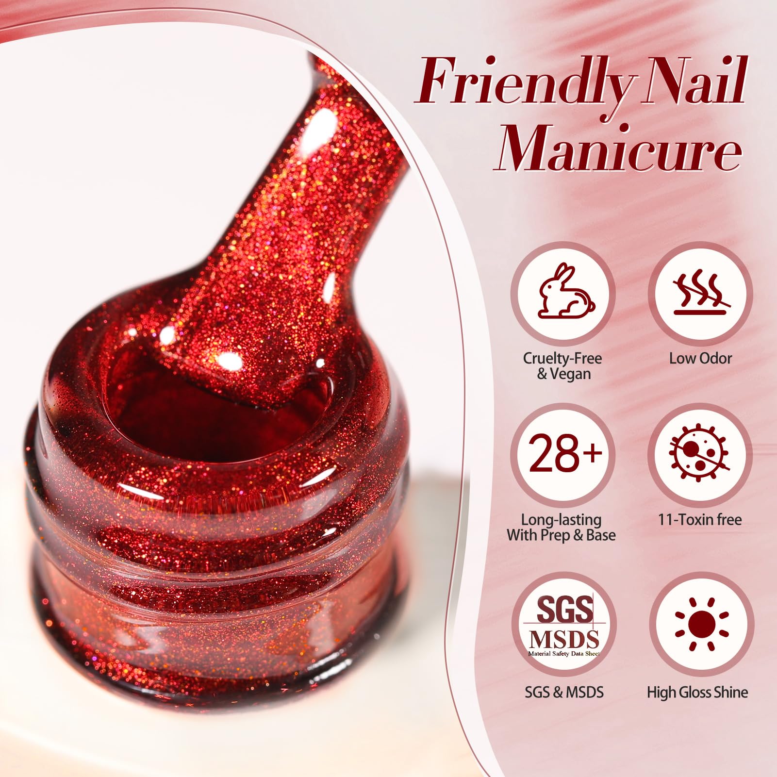 Born Pretty Cat Magnetic Eye Gel Nail Polish under UV reveals radiant shimmer.