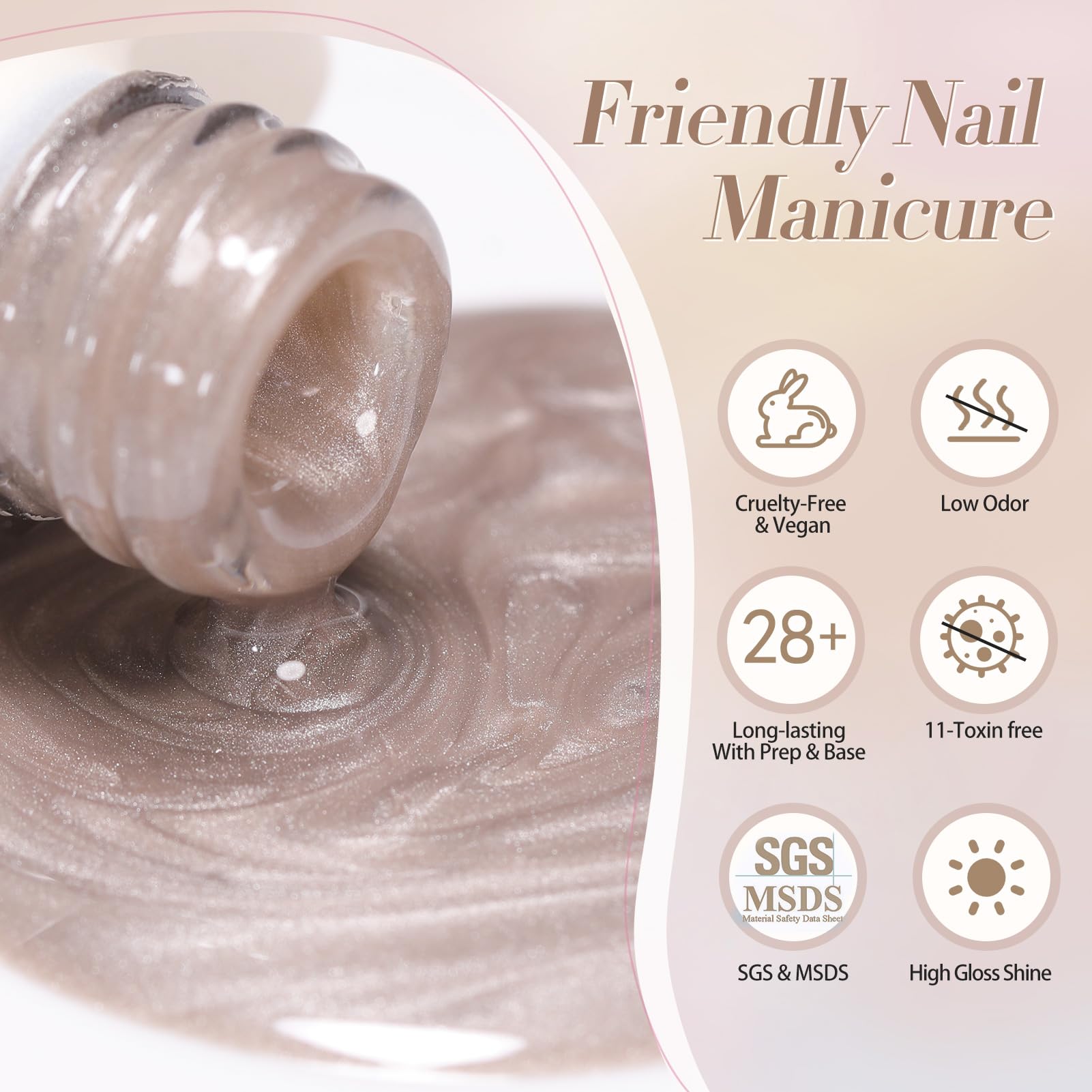 Born Pretty Nude Moonlight Gel creates a cat-eye effect for stylish nails.
