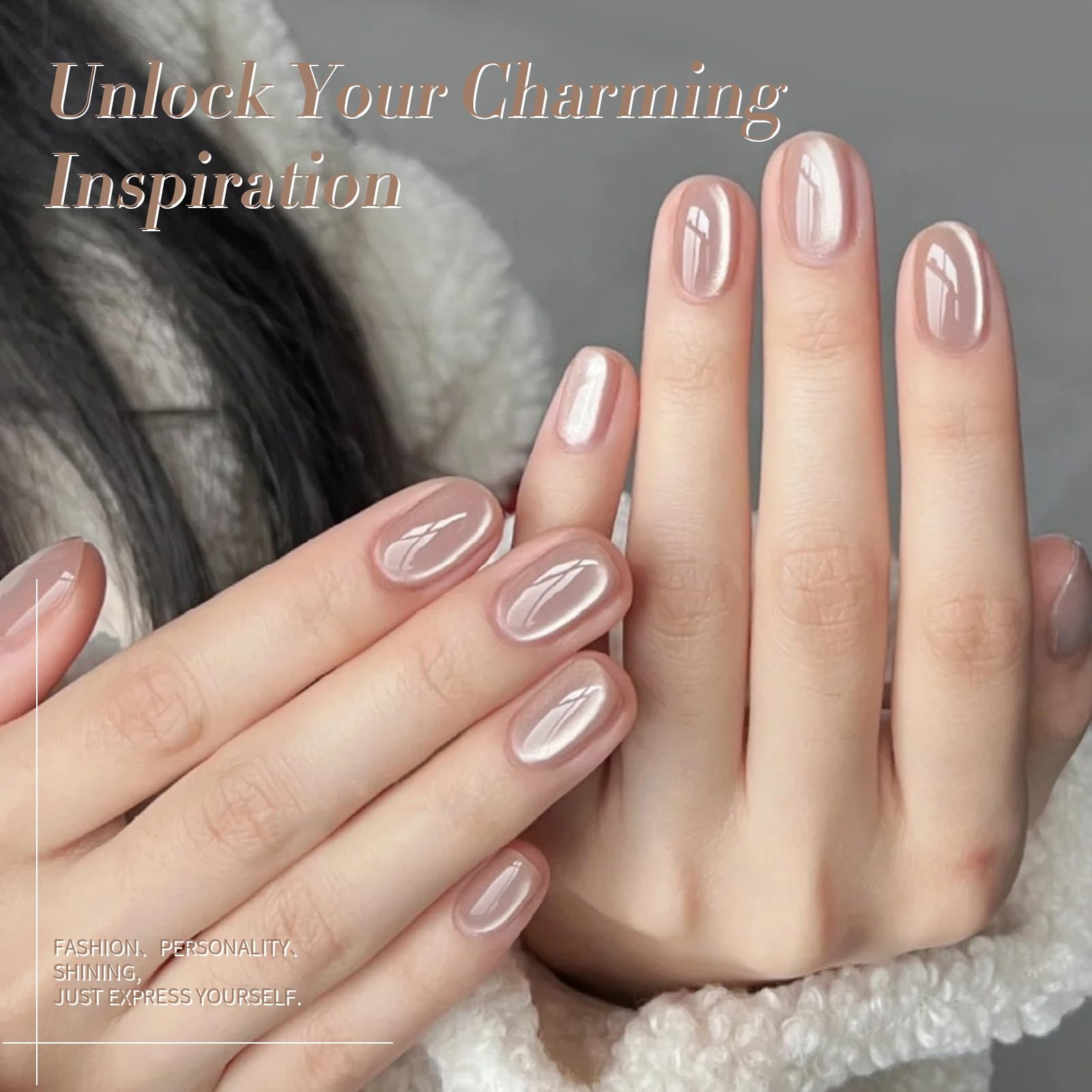 Born Pretty Nude Moonlight Gel under UV lamp for fast curing and shine.