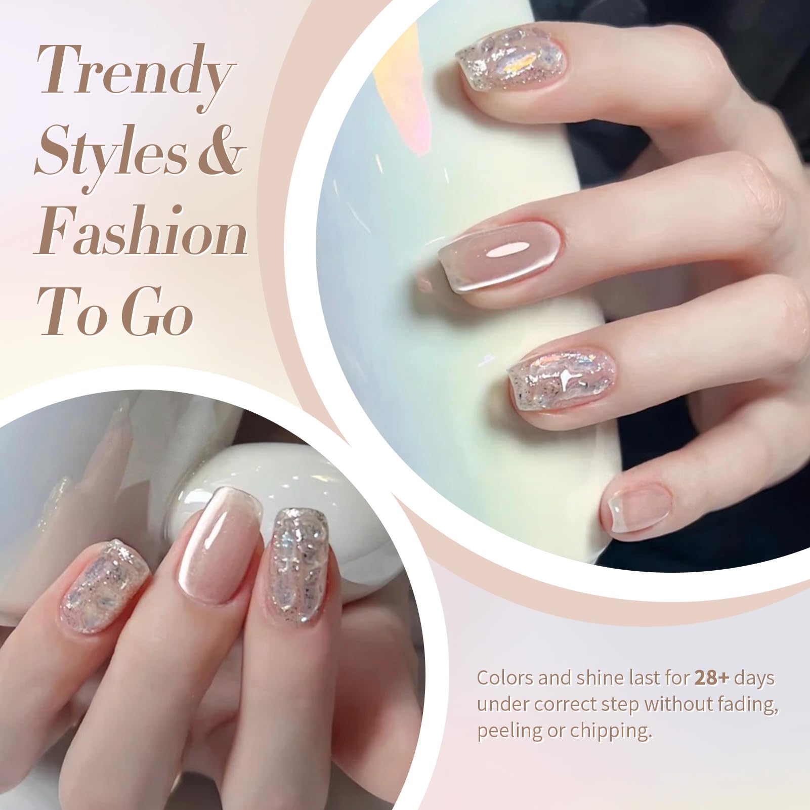 Born Pretty Nude Moonlight Gel on natural nails for easy at-home manicure.