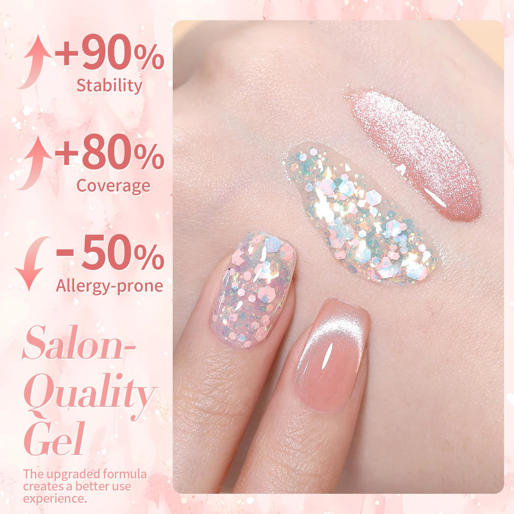 Born Pretty Cat Magnetic Eye Gel Polish nude pink shade display for everyday nails.