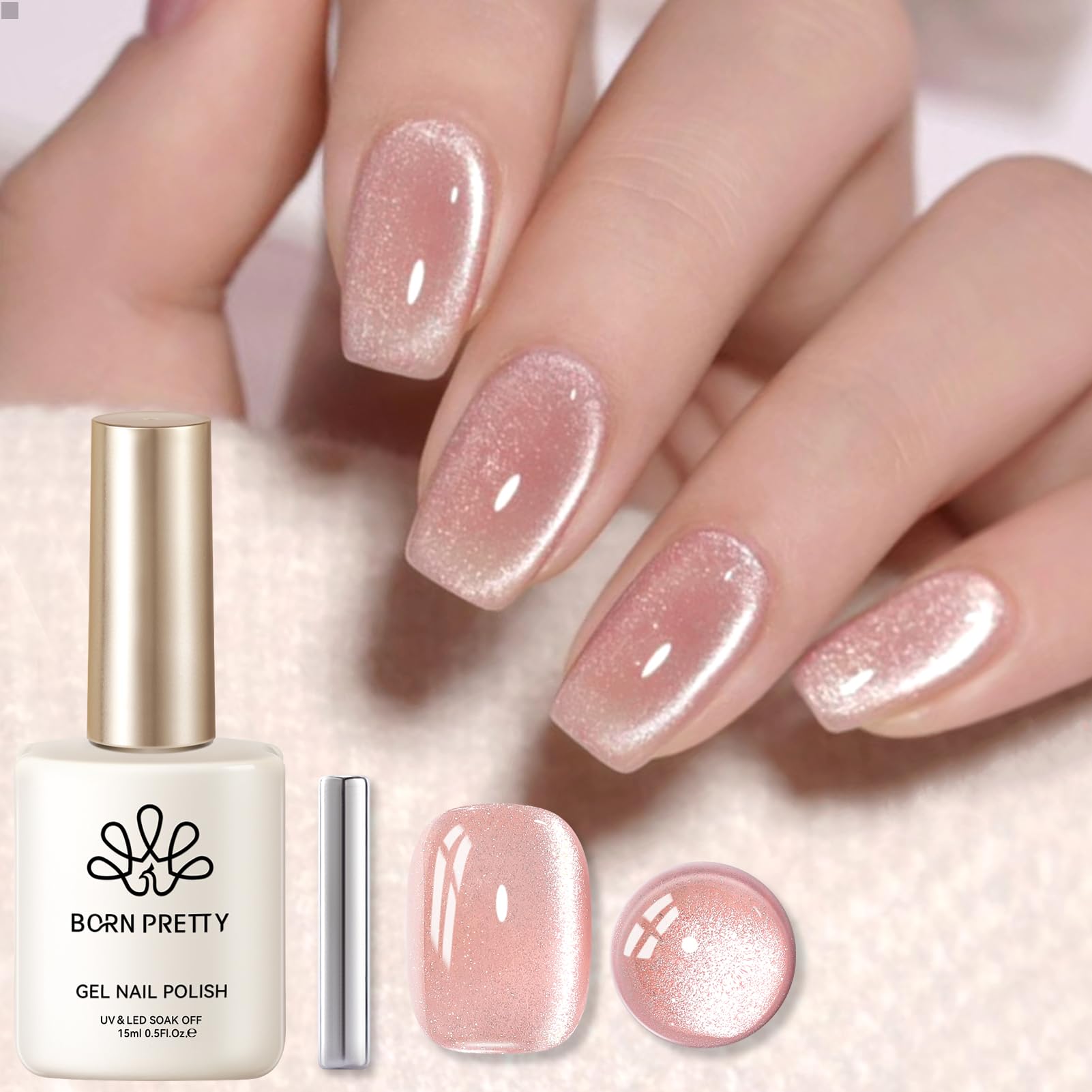 Born Pretty Cat Magnetic Eye Gel Polish packaging shows compact 15ml bottle for home use.