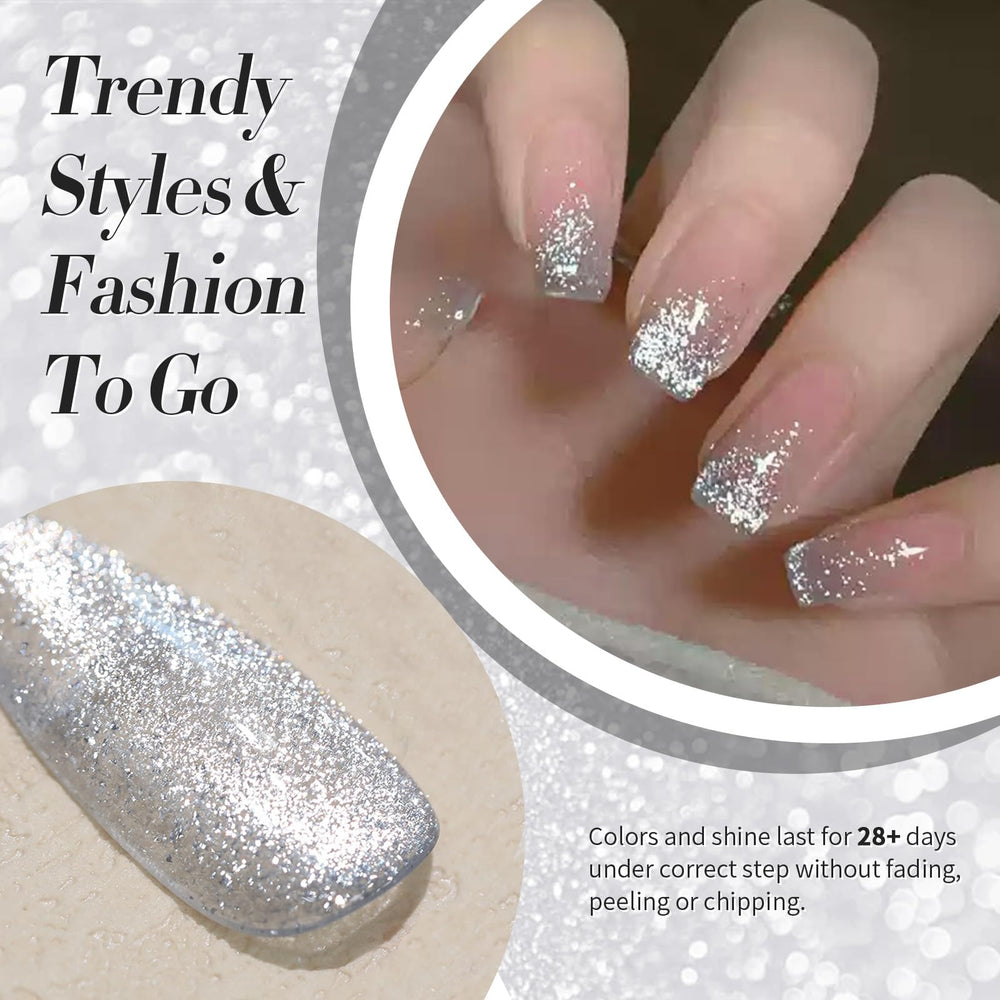 Closeup of glittery cat-eye gel showing bright sparkle and pigment
