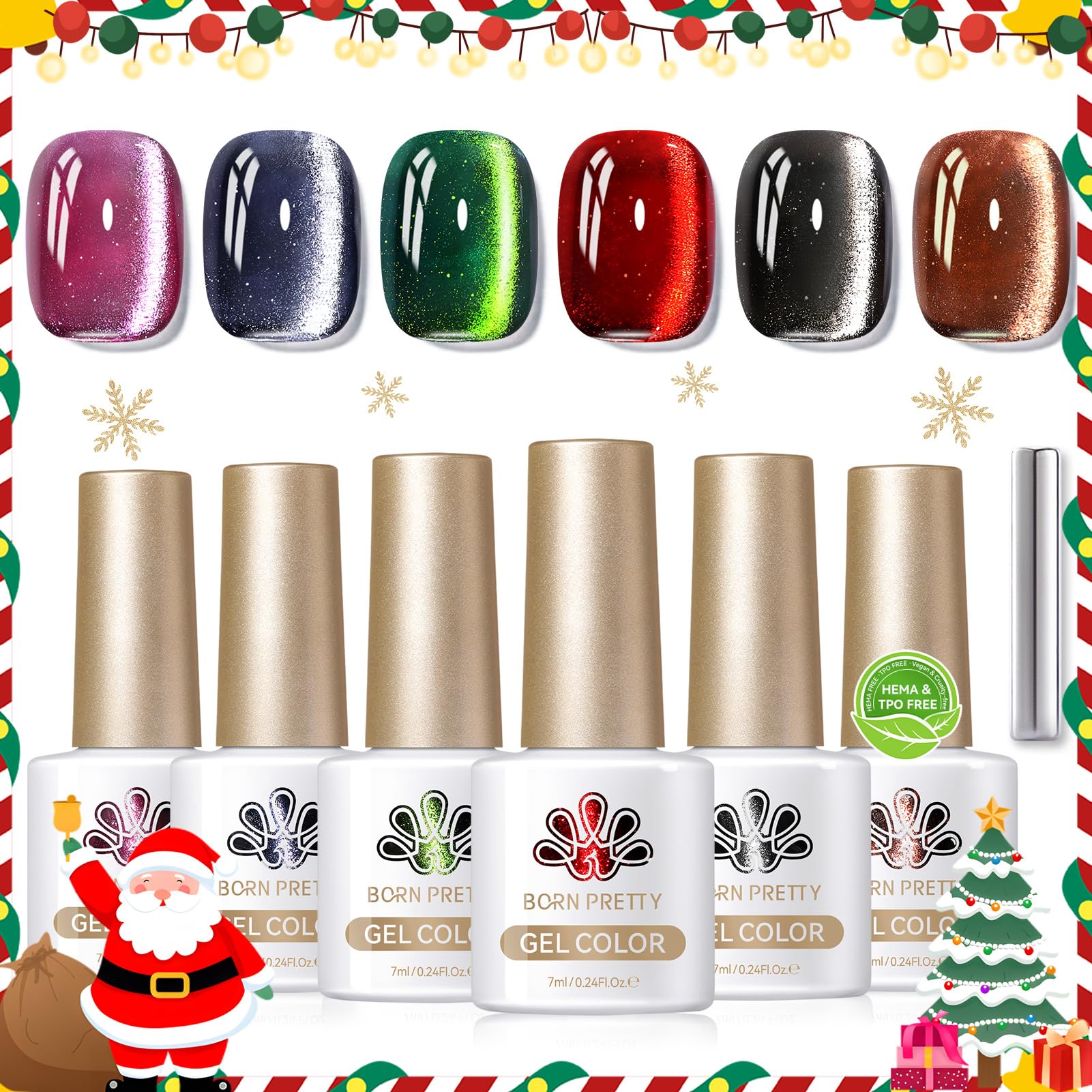 Born Pretty cat magnetic eye gel polish glitter for sparkling holiday designs