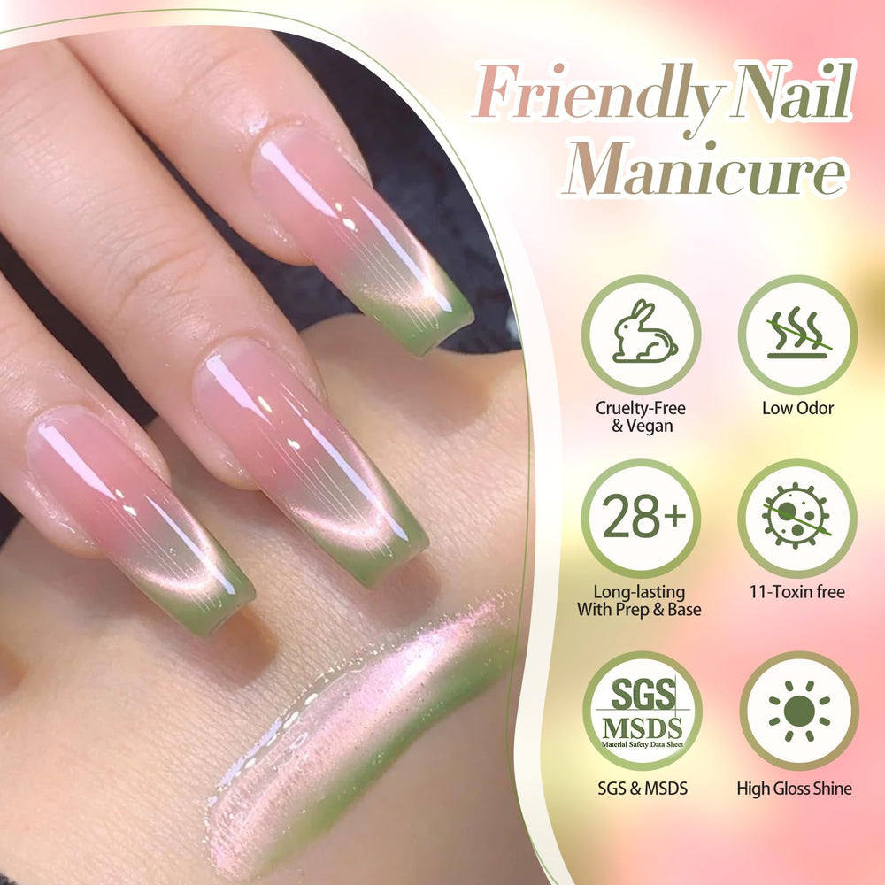 Gel polish under UV/LED curing for durable, long-lasting color.