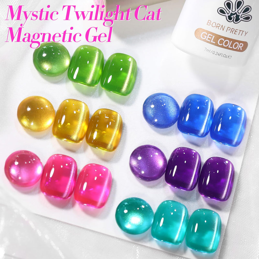 Born Pretty cat magnetic eye neon green nails with shimmering depth