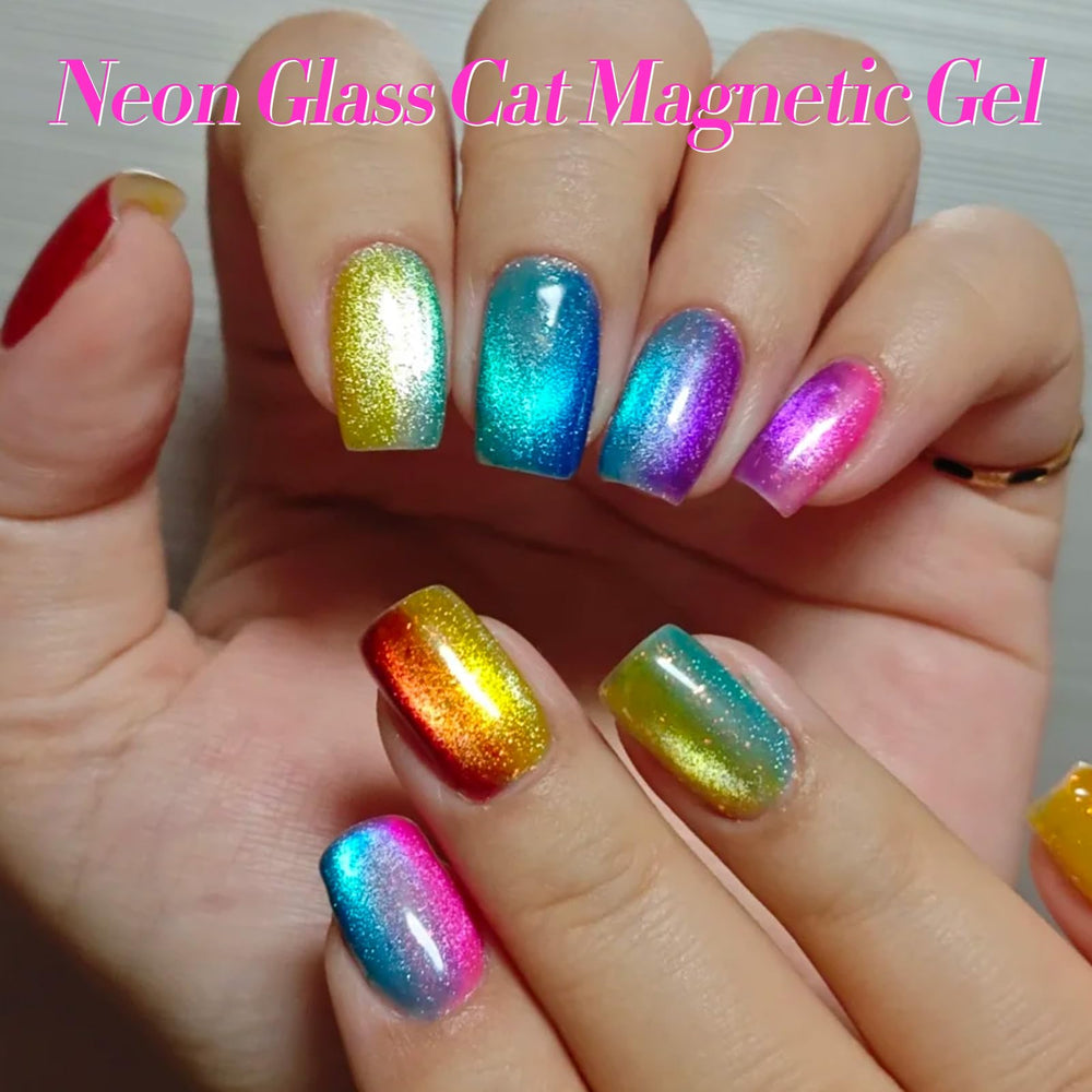 Born Pretty cat magnetic eye neon pink nails for playful style
