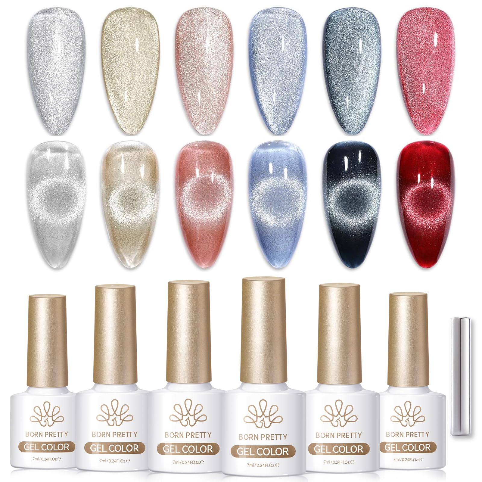 Born Pretty Cat Magnetic Eye Red Glitter polish for bold holographic nails