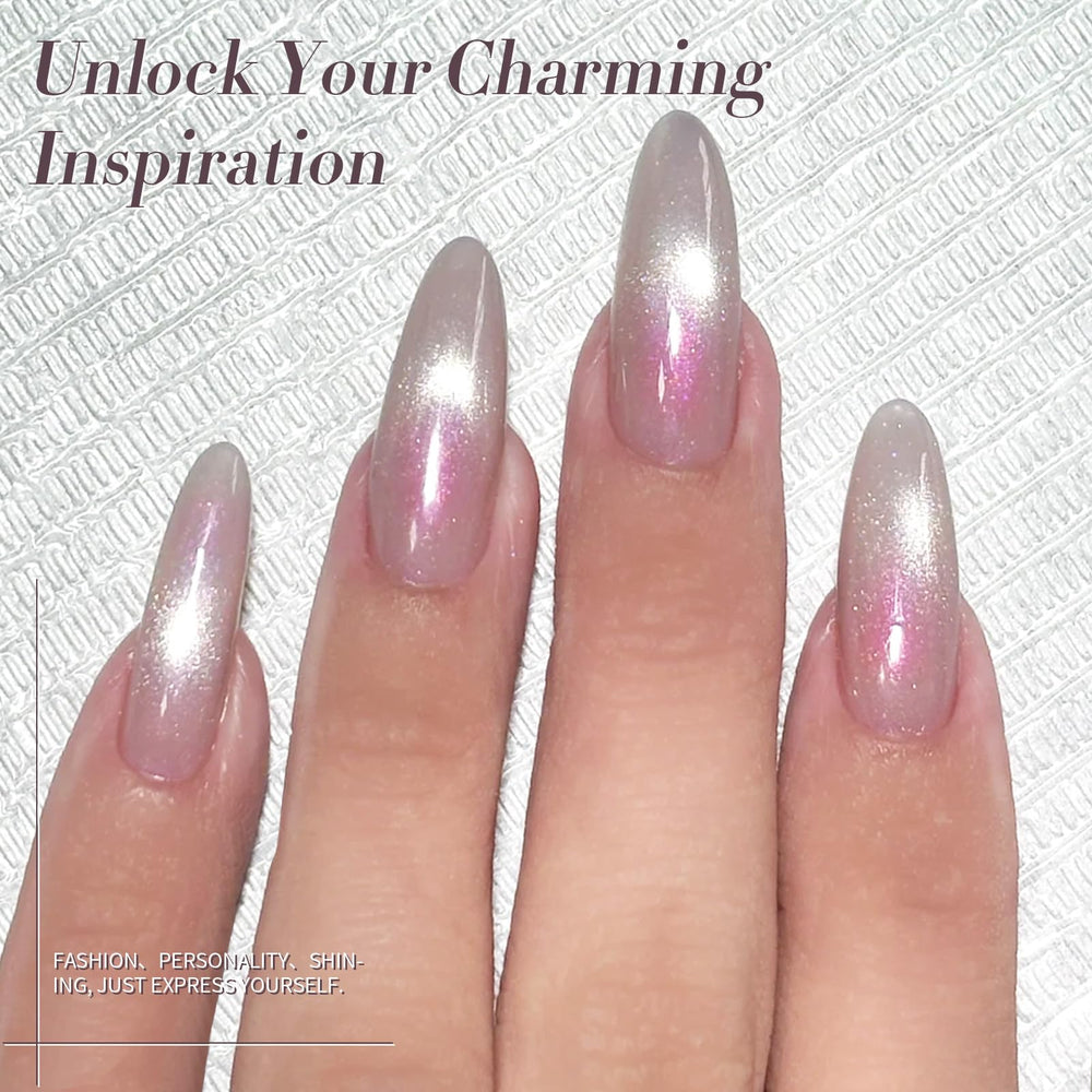 Born Pretty cat magnetic eye effect creates a shimmering nail accent.