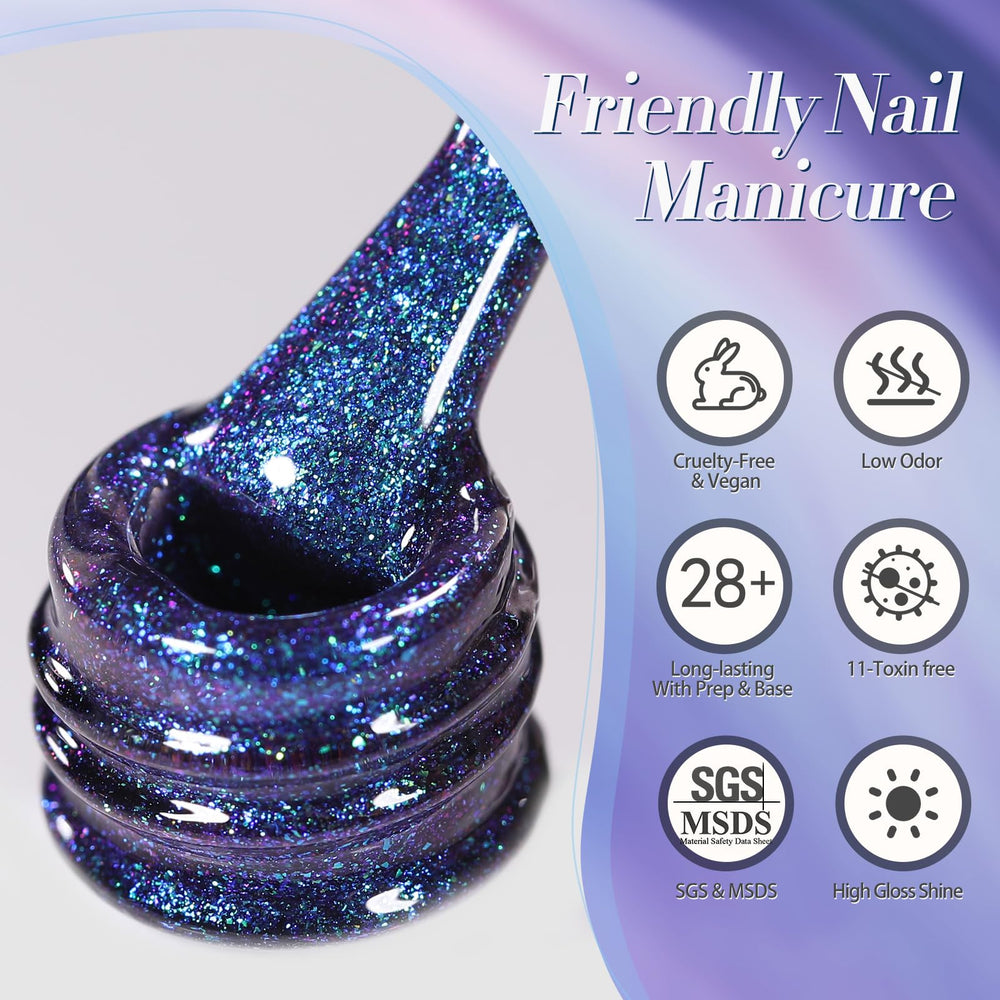 Born Pretty Chameleon Gel Nail Polish art in progress showing color shift