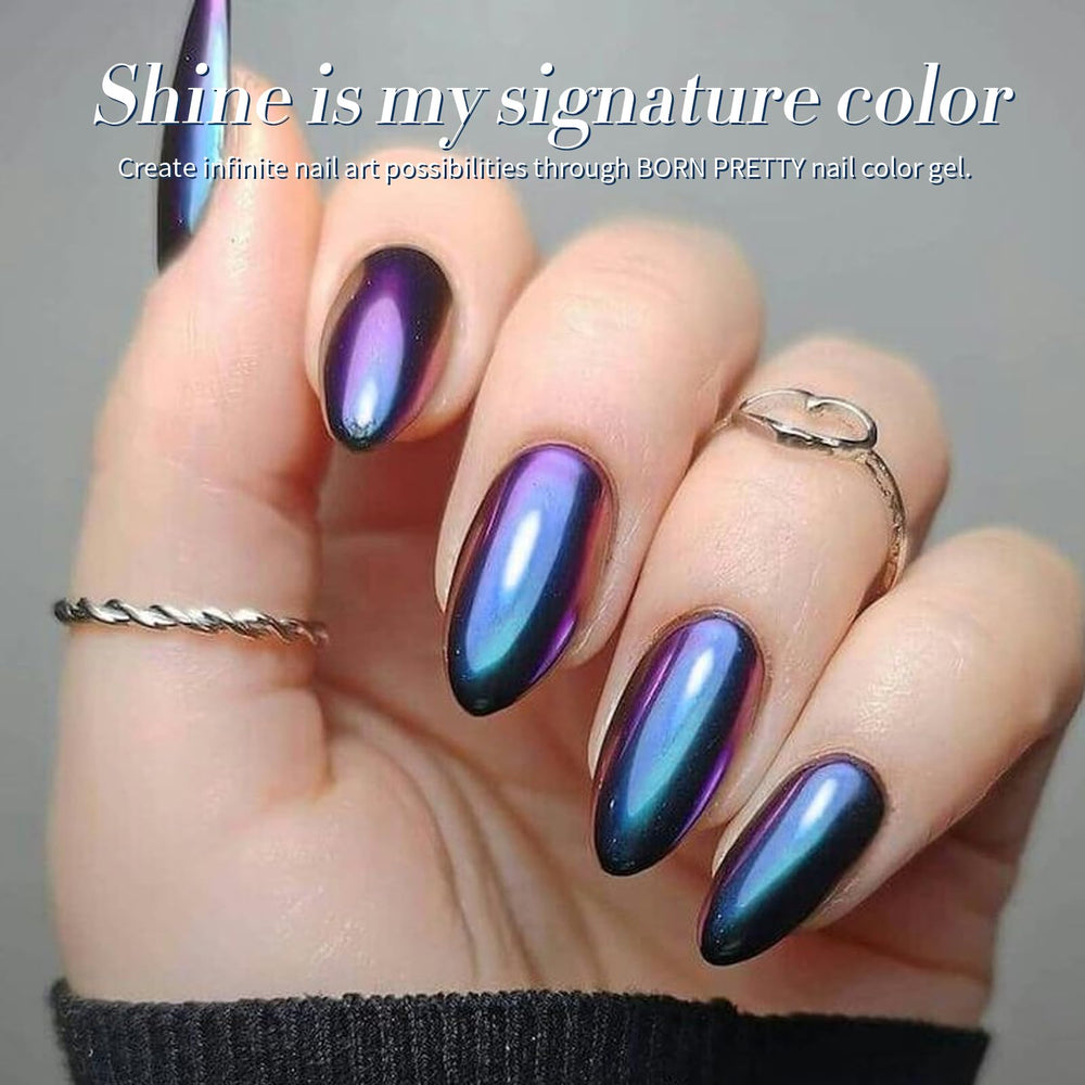 Born Pretty Chameleon Gel Nail Polish glossy finish on nails showing depth
