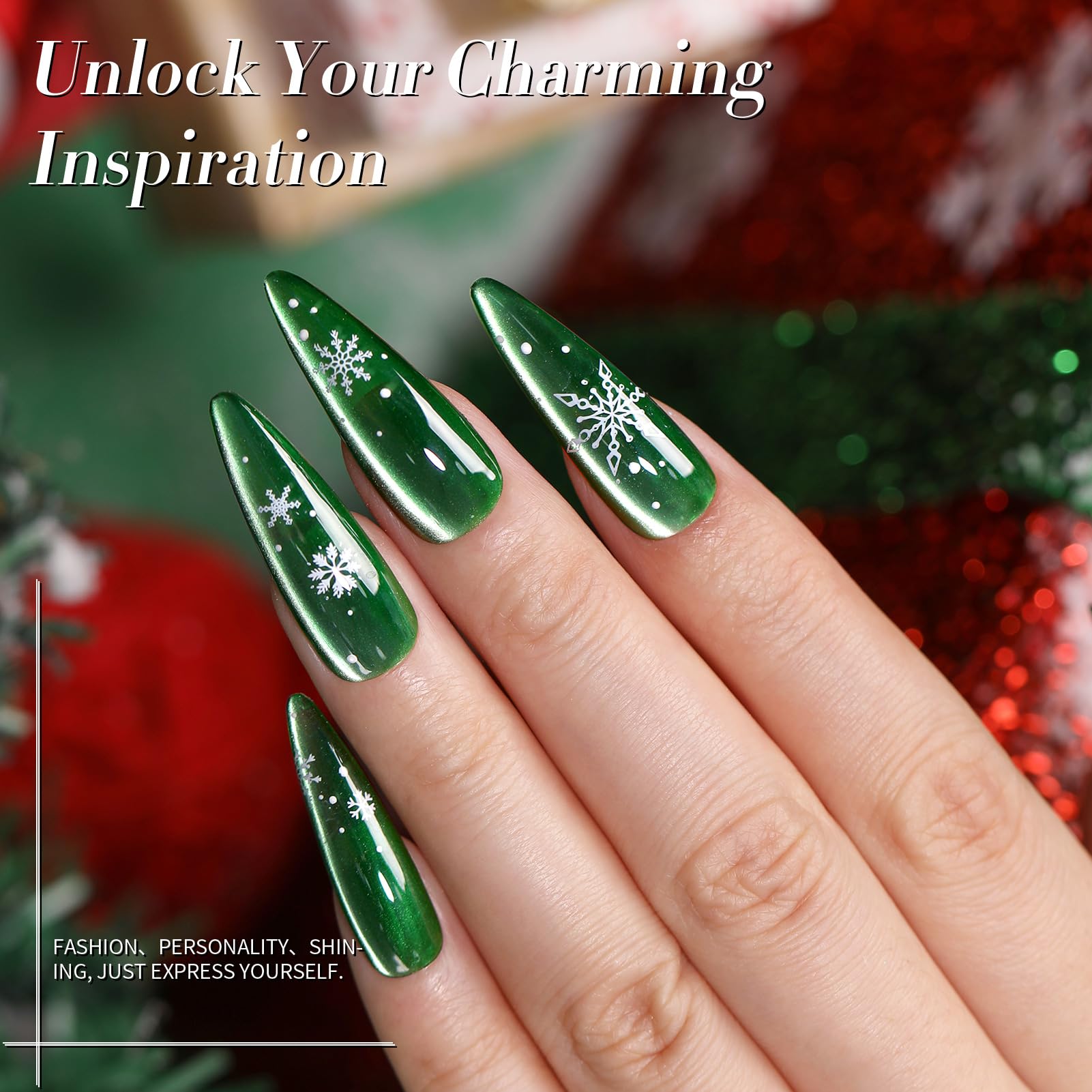 Born Pretty Christmas Cat Magnetic Eye blue gel polish for cool winter looks.