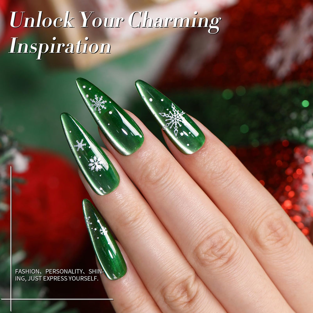 Born Pretty Christmas Cat Magnetic Eye blue gel polish for cool winter looks.