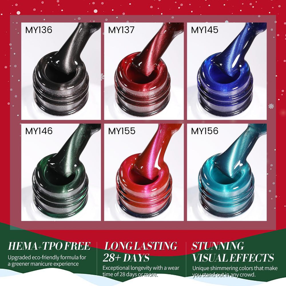 Born Pretty Christmas Cat Magnetic Eye crystal glass shimmer polish adds radiant sparkle for festive looks.