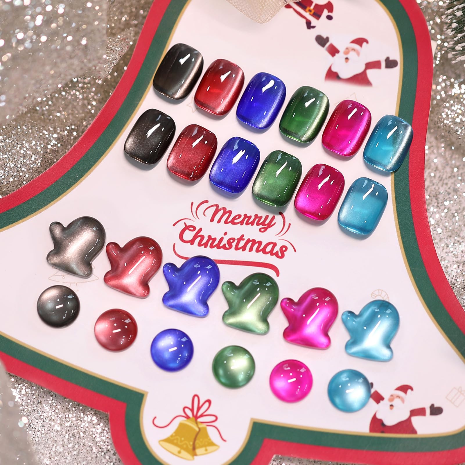 Born Pretty Christmas Cat Magnetic Eye green gel polish for bright festive style.