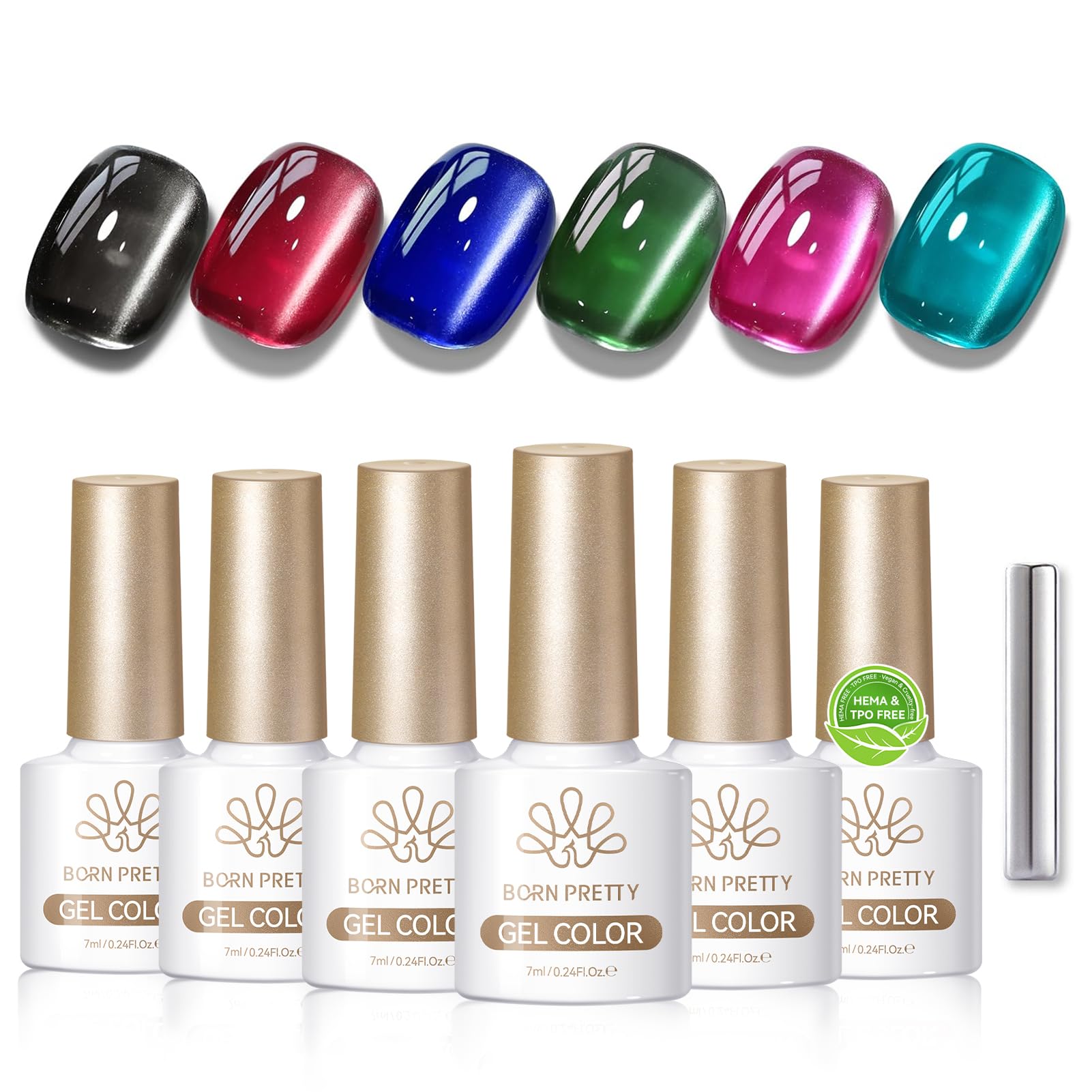 Born Pretty Christmas Cat Magnetic Eye red gel polish for vibrant holiday nails.