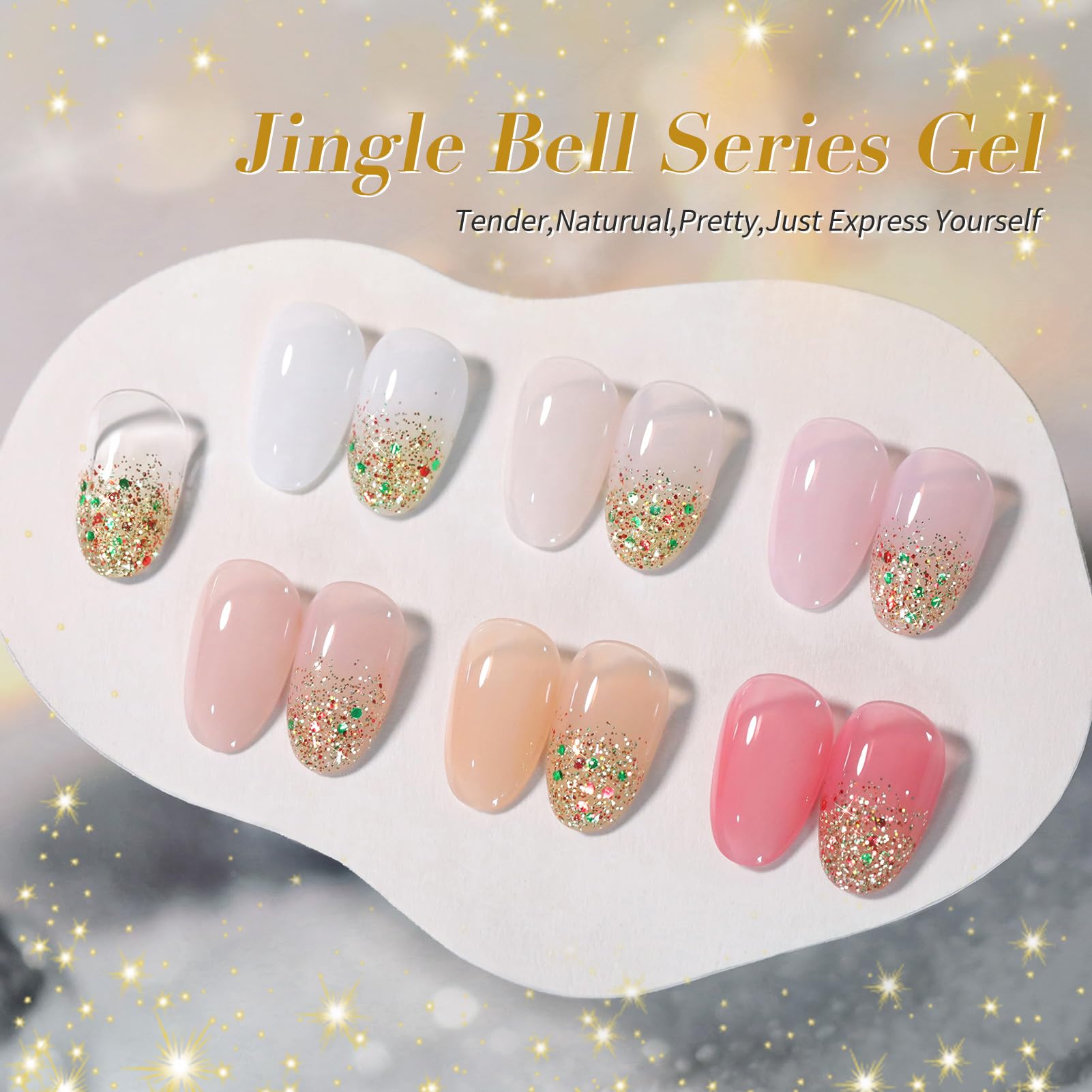 Born Pretty Christmas Jelly Glitter Polish pack shot showing varied colors for mix-and-match nails